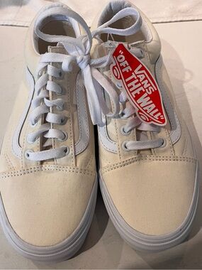 Vans Old Skool Canvas Sneakers in Cream and White